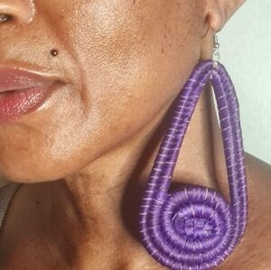 Vibrant Purple Or Red Spiral Earrings